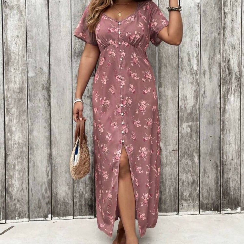 NWT Plus Floral Button-Down Maxi Dress